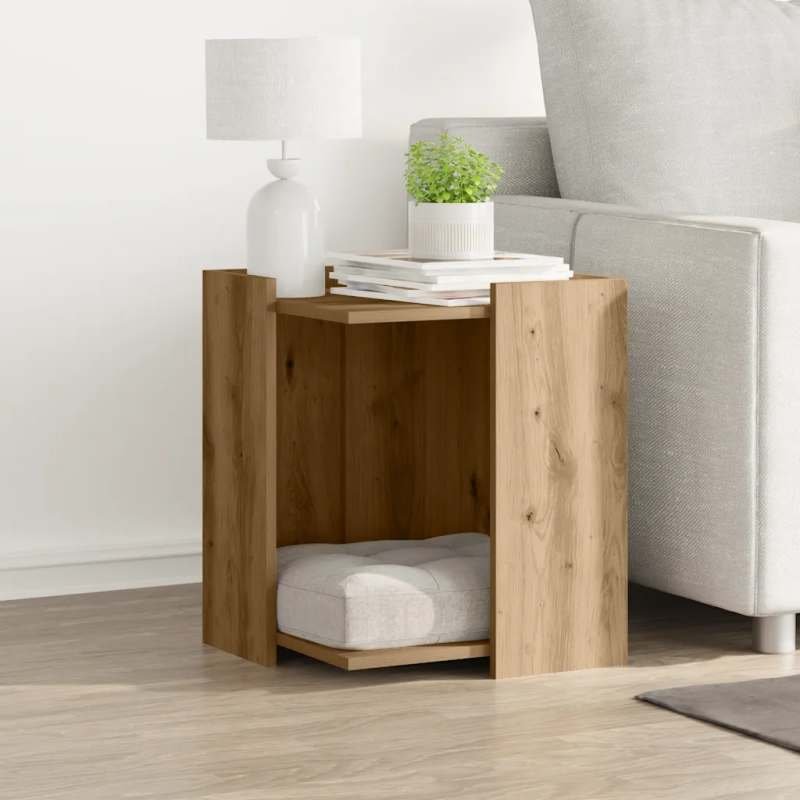 Kattenbakkast 42x42x51 cm bewerkt hout artisanaal eikenkleurig image 1